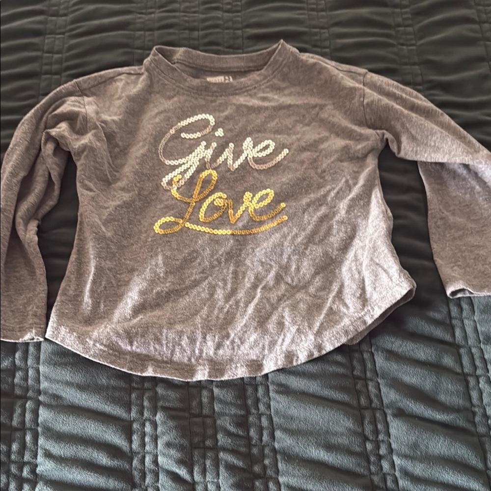 Crazy 8 Gray and Gold Long Sleeve Tee with Script Design